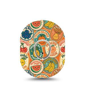 ExpressionMed Fruit Stickers Dexcom G7 and Dexcom Stelo Glucose Biosensor System, Single Tape and Single Sticker Fresh fruit print Overlay Patch for CGM