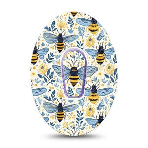 ExpressionMed Busy Bees Dexcom G6, Single Tape and Single Sticker Pretty bees Sensor Cover for Continuous Glucose Monitor