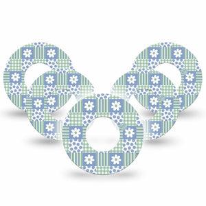 ExpressionMed Patchwork Flowers Freestyle Libre, Libre 2 Plus, and Abbott Lingo, 5-Pack Cute spring quilt Decorative Patch for Continuous Glucose Monitor