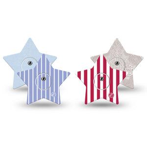 ExpressionMed Washed Classics Freestyle Libre 3 and Libre 3 Plus Star, tape and sticker  americana vintage style Overlay Tape for CGM