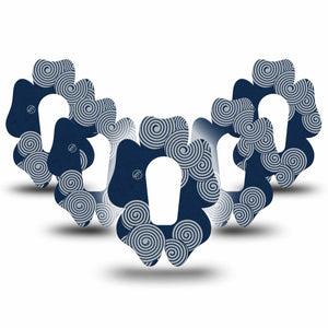 ExpressionMed Blue Swirls Dexcom G6 Flower Shape Tape, 5-Pack Tape Tight Swirls, Adhesive Patch Continuous Glucose Monitor Design