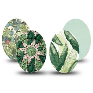 ExpressionMed Tropical Greens Medtronic Guardian Enlite Universal Oval, 4-Pack Tape botanical green design Best Covers for CGM