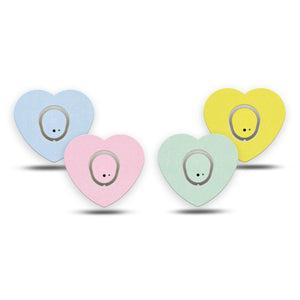 ExpressionMed Solids Variety Pack Dexcom G7 Heart Shape Tape, Dexcom Stelo Glucose Biosensor System, 4-Pack Tape and 4-Pack Sticker Variety, Summer Hues, Overlay Patch CGM Design