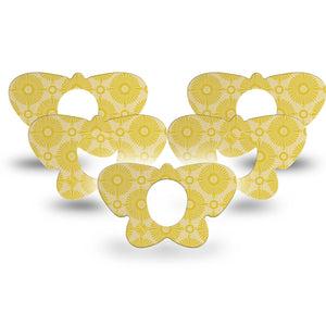 ExpressionMed Yellow Sundress Dexcom G7 Butterfly Shape Tape, Dexcom Stelo Glucose Biosensor System, 5-Pack Tape Beaming Gold Shapes, Adhesive Tape CGM Design