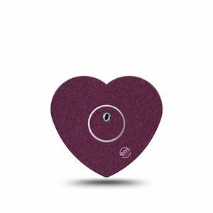 ExpressionMed Wine Red Freestyle Libre 3 and Libre 3 Plus Heart Shape Tape, Single Tape and Single Sticker Solid Mauve Red, Patch CGM Design