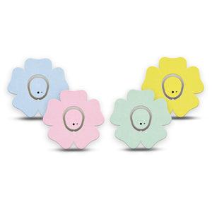 ExpressionMed Solids Variety Pack Dexcom G7 Flower Shape Tape, Dexcom Stelo Glucose Biosensor System, 4-Pack Tape and 4-Pack Sticker Variety, Pale Summer Colors, Adhesive Tape CGM Design