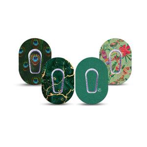 ExpressionMed Deep Forest Variety Pack Dexcom G6 Mini Tape, 4-Pack Tape and 4-Pack Stickers Variety Luxurious Nature Inspired, Adhesive Tape CGM Design