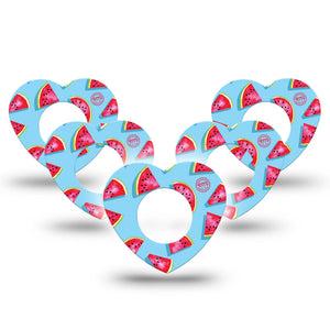 ExpressionMed Watermelon Slices Freestyle Libre 2 Heart Shape Tape, Abbott Lingo,  5-Pack Springtime Bouquet Adhesive Patch CGM Design