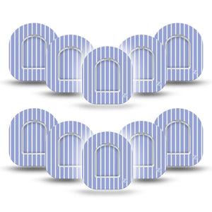 ExpressionMed Blue Stripes Omnipod Mini, 10-Pack Tape + 10-Pack Sticker Light blue and white stripes Overlay Patch For Pump