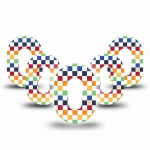 ExpressionMed Rainbow Checkerboard Dexcom G6 Mini Tape 5-Pack Tape Colorful Boxes, Adhesive Tape CGM Design