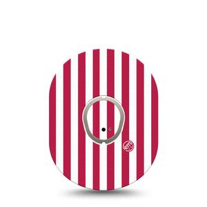ExpressionMed Red Stripes Dexcom G7 and Dexcom Stelo Glucose Biosensor System, Single Tape and Single Sticker Red striped pattern Overlay Patch for CGM