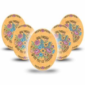 ExpressionMed Strength in Bloom Medtronic Guardian Enlite Universal Oval, 5-Pack Springy resilience quote Fixing Ring Tape for Continuous Glucose Monitor