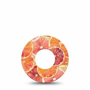 ExpressionMed Oranges Freestyle Libre, Libre 2 Plus, and Abbott Lingo, Single Tape Layered citrus slices Fixing Ring Patch for CGM