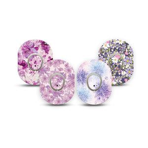 ExpressionMed Violet Garden Dexcom G7 and Dexcom Stelo Glucose Biosensor System Mini, tape and sticker  Plum tone florals Adhesive Tape for CGM