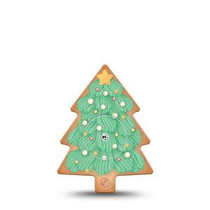 ExpressionMed Christmas Cookie Freestyle Libre 2 Tree Shape Tape, Abbott Lingo, Single Tape and Single Sticker, Xmas Tree Cutout, Decorated Fir Tree, Plaster Continuous Glucose Monitor Design