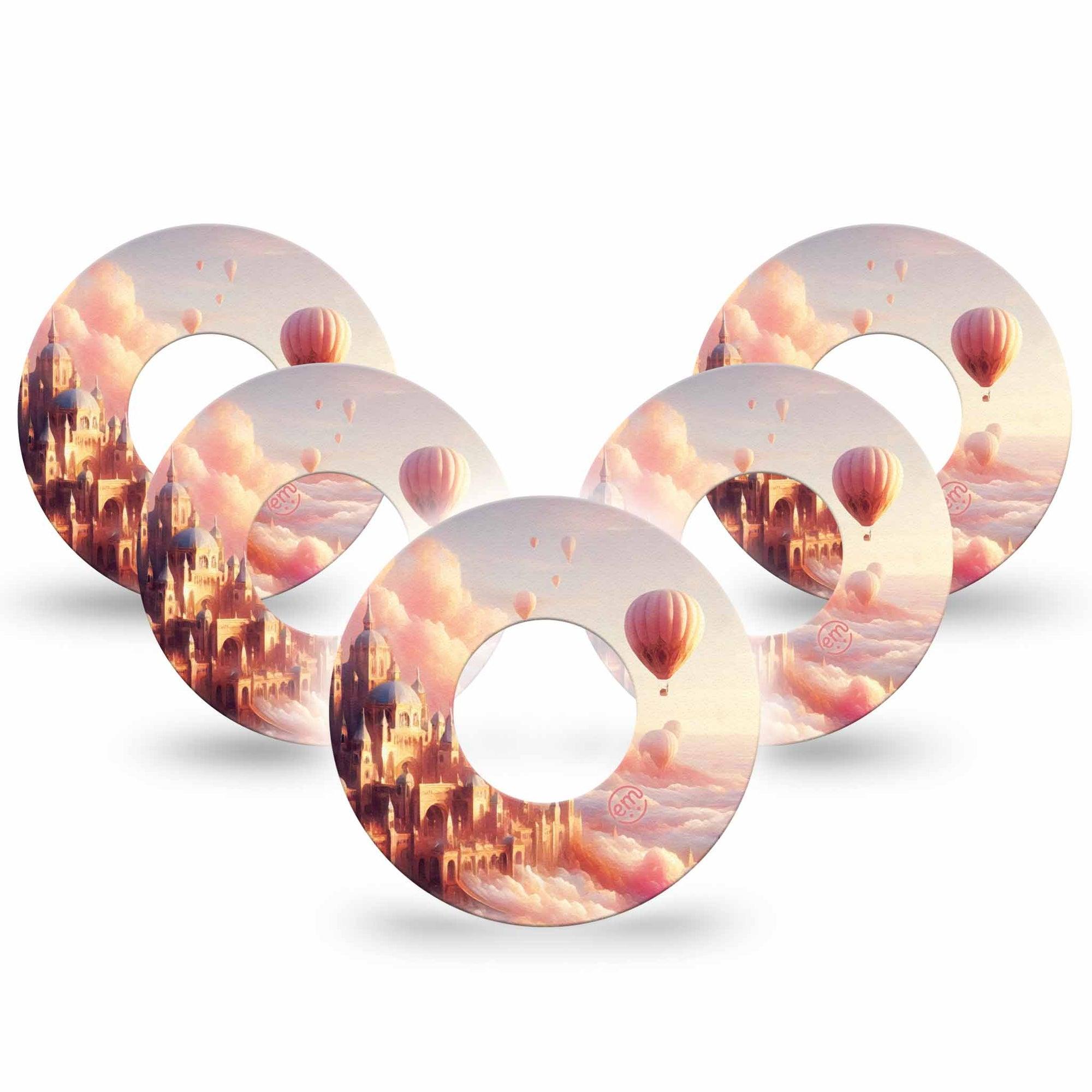 ExpressionMed Dreamy Skies Freestyle Libre and Libre 2 Plus Tape, Abbott Lingo, 5-Pack Tape Pastel Fantasy, Fixing Ring Tape Continuous Glucose Monitor Design