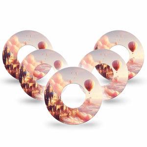 ExpressionMed Dreamy Skies Freestyle Libre and Libre 2 Plus Tape, Abbott Lingo, 5-Pack Tape Pastel Fantasy, Fixing Ring Tape Continuous Glucose Monitor Design