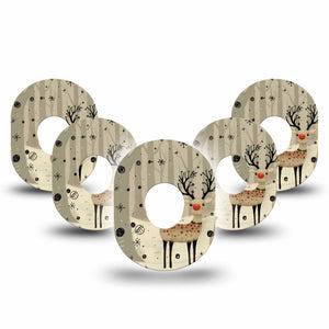 ExpressionMed Woodland Reindeer Dexcom G7 Tape, Dexcom Stelo Glucose Biosensor System, 5-Pack Tape Christmas Reindeer, Overlay Tape CGM Design