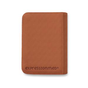 A clean view of the back of the soft sandy-beige organizer, featuring the “expressionmed” logo at the bottom.