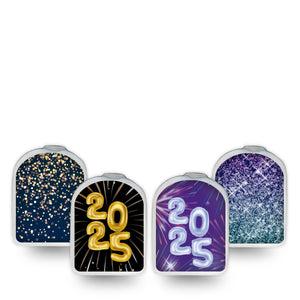 ExpressionMed New Years Eve Variety Pack Omnipod Surface Center Sticker 4-Pack Sticker Glistening Firework Shimmer Designs, Vinyl Decoration Pump Design