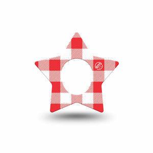ExpressionMed Red Gingham Dexcom G7 and Dexcom Stelo Glucose Biosensor System Star, Single Tape Classic red gingham Overlay Tape for CGM