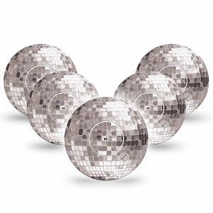 ExpressionMed Mirror Ball Freestyle Libre, Libre 2 Plus, and Abbott Lingo, 5-Pack Tape and 5-Pack Sticker Sparkling disco inspired Accessories for Continuous Glucose Monitor