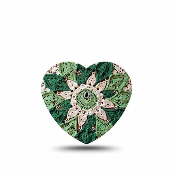 ExpressionMed Knit Monstera Freestyle Libre 3 and Libre 3 Plus Heart, Single Tape and Single Sticker Cute woven knit flower Patch for CGM