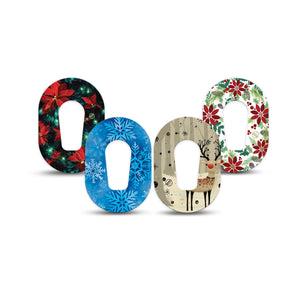 ExpressionMed Winter Woodland Cheer Variety Pack Dexcom G6 Mini Tape, 4-Pack Tape Variety Christmas Poinsettias, Adhesive Tape CGM Design