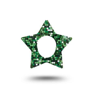 ExpressionMed Green Glam Dexcom G7 Star Shape Tape, Dexcom Stelo Glucose Biosensor System,  Single Tape Green Chic, Overlay Patch CGM Design