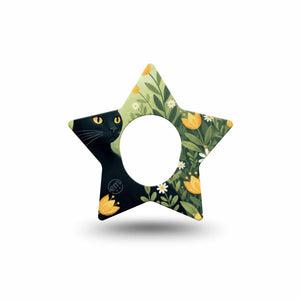 ExpressionMed Jungle Cat Dexcom G7 and Dexcom Stelo Glucose Biosensor System Star, Single Tape Golden tulips and cat Overlay Tape for CGM