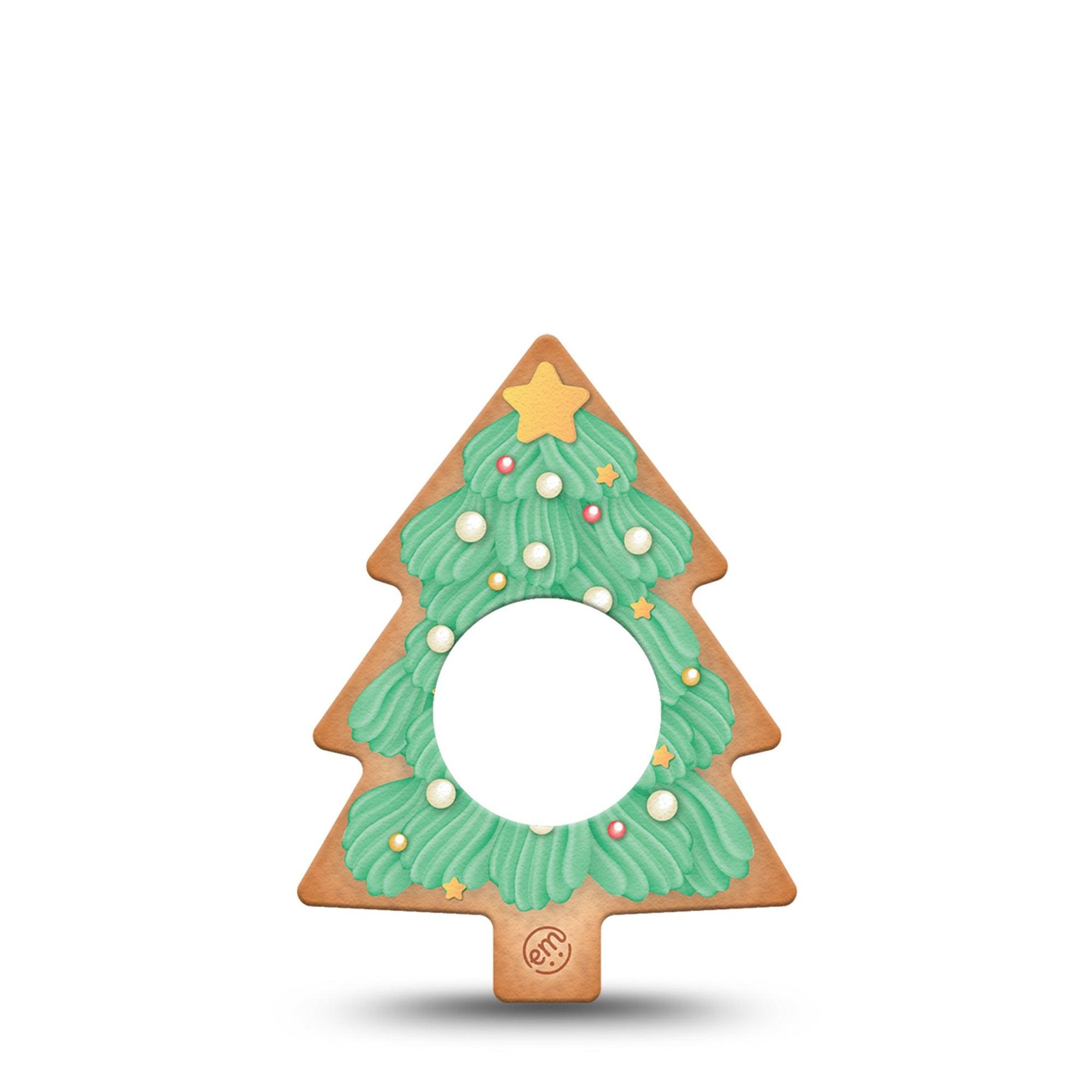 ExpressionMed Christmas Cookie Freestyle Libre 2 Tree Shape Tape, Abbott Lingo, Single Tape Tree with Ornaments and Star on Top Plaster Continuous Glucose Monitor Design