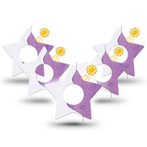 ExpressionMed Solar Violet Infusion Set Star Shape Tape, 10-Pack Tape Light-Reactive Purple, Fixing Ring Patch Continuous Glucose Monitor Design