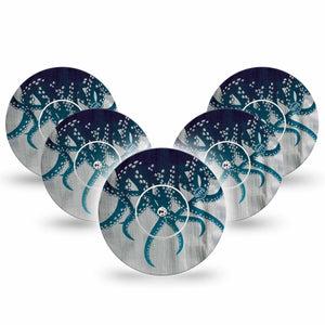 ExpressionMed Tentacles Freestyle Libre and Libre 2 Plus Tape, Abbott Lingo, 5-Pack Tape and 5-Pack Sticker Gradient Tentacles, Fixing Ring Tape Continuous Glucose Monitor Design