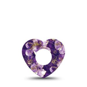 ExpressionMed Plum Gold Infusion Heart, 5-Pack Deep purple and gold Overlay Patch For Insulin Pump