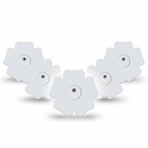 ExpressionMed White Freestyle Libre 3 and Libre 3 Plus Flower Shape Tape 5-Pack Tape and 5-Pack Sticker Pale Tint, Plaster CGM Design