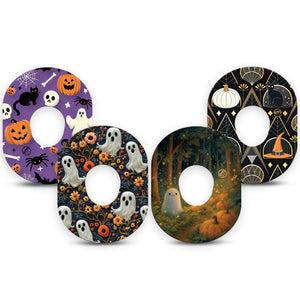 ExpressionMed Halloween Forest Dexcom G7 and Dexcom Stelo Glucose Biosensor System, 4-Pack Tape spooky woodland ghost design Fixing Ring Tape for Continuous Glucose Monitor