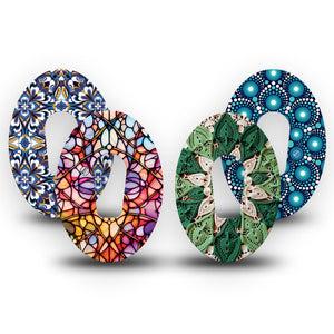 ExpressionMed Radiant Spectrum Dexcom G6, 4-Pack Tape Gem tone geometrics Decorative Adhesive Tape for CGM