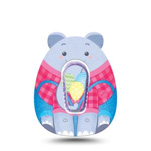 ExpressionMed Circus Elephant Dexcom G6 Gumdrop Shape Tape, Single Tape and Single Sticker Squishmallow Shaped Elephant, Overlay Patch CGM Design