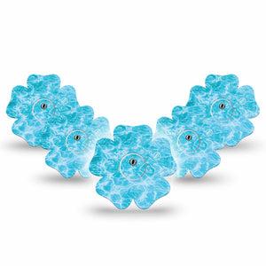 ExpressionMed Sunlit Water Freestyle Libre 3 and Libre 3 Plus Flower, 5-Pack Tape and 5-Pack Sticker Summer pool inspired Waterproof Plaster for Continuous Glucose Monitor