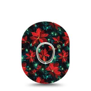 ExpressionMed Christmas Floral Dexcom G7 Tape, Dexcom Stelo Glucose Biosensor System, Single Tape and Single Sticker Christmas Lights, Overlay Tape CGM Design