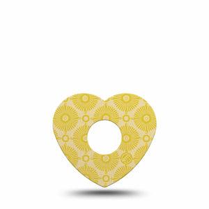 ExpressionMed Yellow Sundress Freestyle Libre 3 and Libre 3 Plus Heart Shape Tape, Single Tape Golden Ornamental Sunbursts, Patch CGM Design