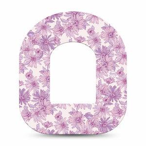 ExpressionMed Purple Daisy Omnipod Tape, Single Tape Lilac Daisy Garden, Adhesive Patch Pump Design