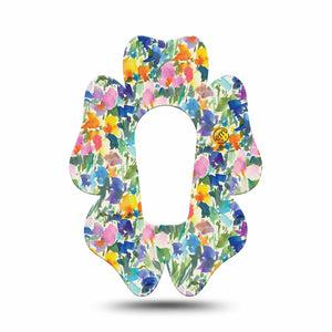 ExpressionMed Summer Fling Dexcom G6 Flower Shape Tape, Single Tape Blue Summer Florals, Adhesive Patch Continuous Glucose Monitor Design
