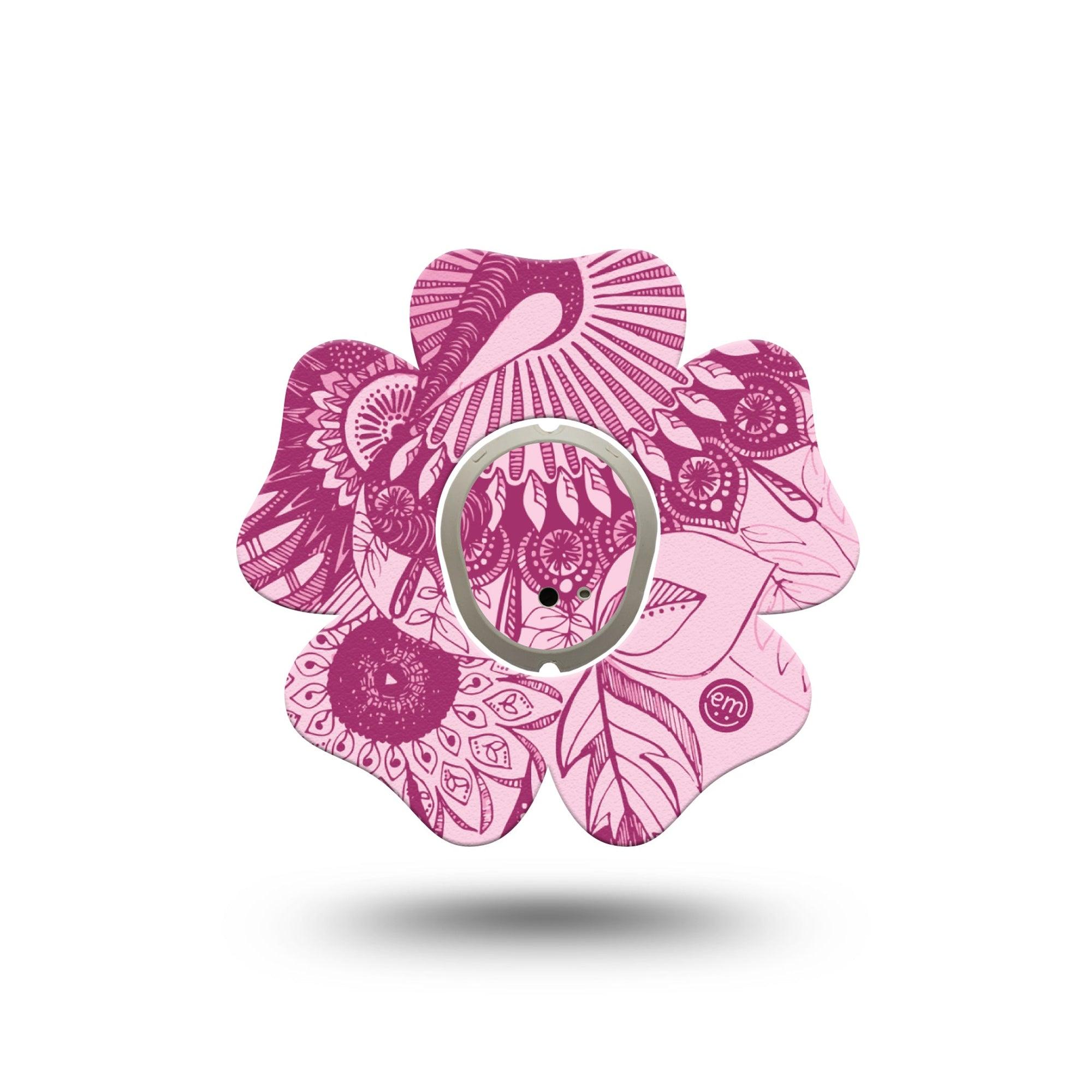 ExpressionMed Magenta Dani Dexcom G7 Flower Shape Tape, Dexcom Stelo Glucose Biosensor System, Single Tape and Single Sticker Dani Collection, Adhesive Tape CGM Design