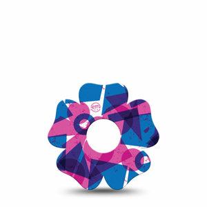 ExpressionMed Violet Vortex Freestyle Libre 3 and Libre 3 Plus Flower Shape Tape Single Tape Purple Blue Basic Shape Print, Overlay Tape CGM Design