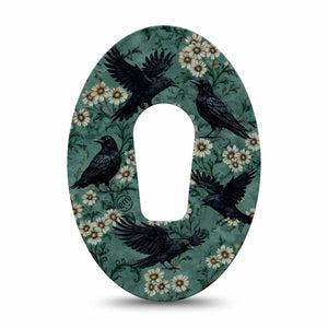 ExpressionMed Crows Dexcom G6, Single Tape gothic Halloween daisy print Fixing Ring Tape for Continuous Glucose Monitor