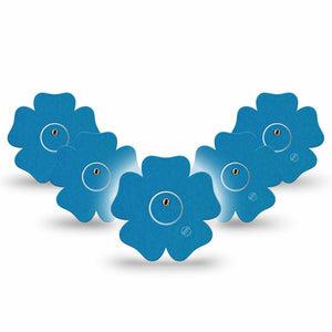 ExpressionMed Teal Freestyle Libre 3 and Libre 3 Plus Flower Shape Tape, 5-Pack Tape and 5-Pack Sticker Solid Color, Overlay Tape CGM Design