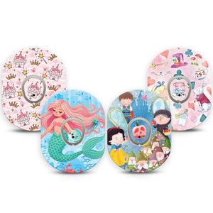 ExpressionMed Enchanted Kingdom Variety Pack Dexcom G7 Tape, Dexcom Stelo Glucose Biosensor System, 4-Pack Tape and 4-Pack Sticker Variety Snow White Storybook Inspired, Overlay Tape CGM Design