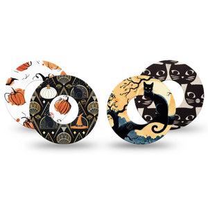 ExpressionMed Pumpkin Paws Variety Pack Freestyle Libre and Libre 2 Plus Tape, Abbott Lingo, 4-Pack Tape Variety, Artsy Pumpkins, Fixing Ring Tape Continuous Glucose Monitor Design
