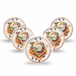 ExpressionMed Breakfast Freestyle Libre 3 and Libre 3 Plus OverPatch, 5-Pack Plate of waffles Plaster for Continuous Glucose Monitor
